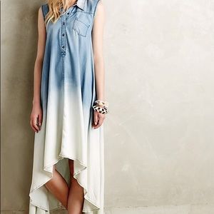 Holding Horses Dipped Chambray Shirt Dress Anthro